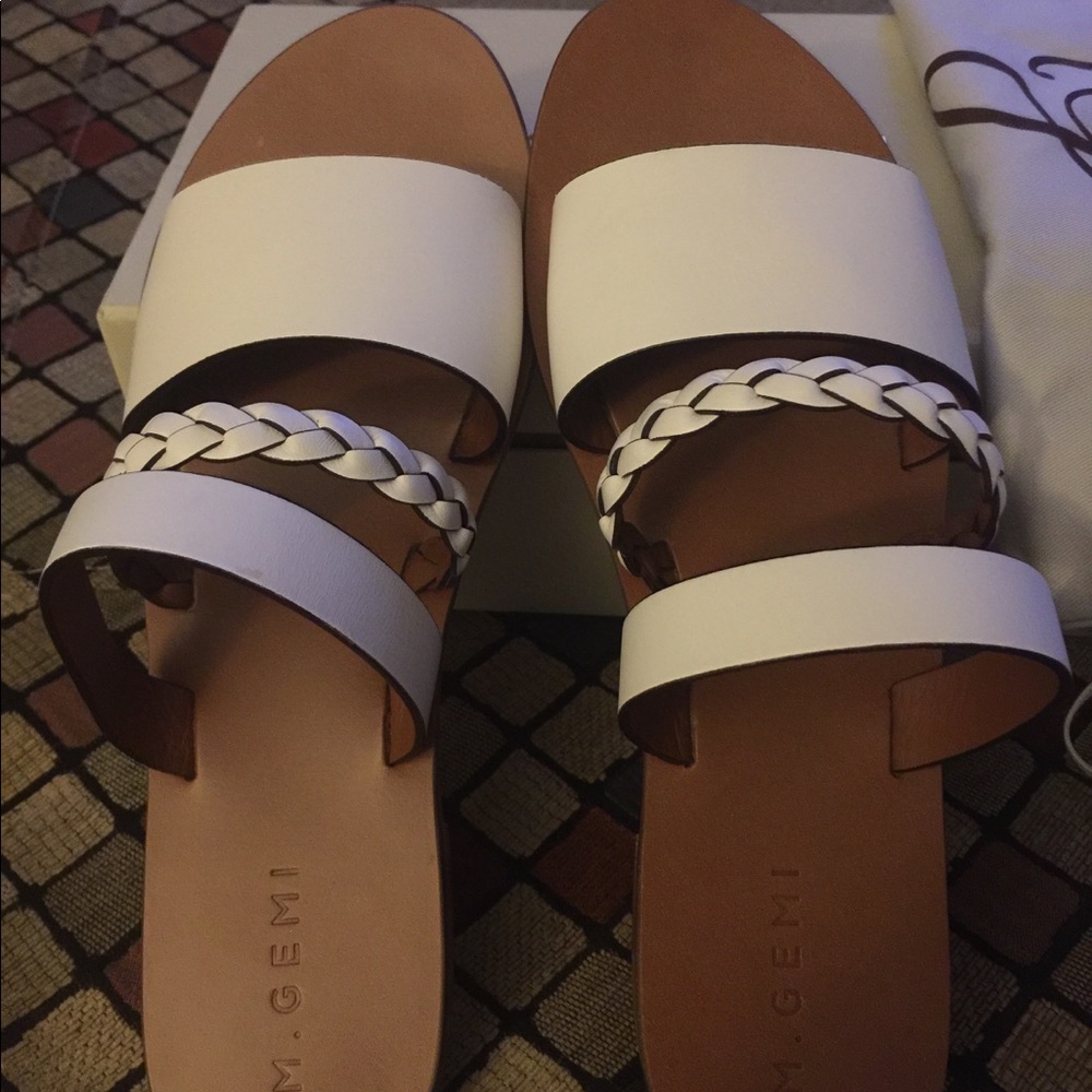 M. GEMI the Cesta Sandal White Leather in Size 42
